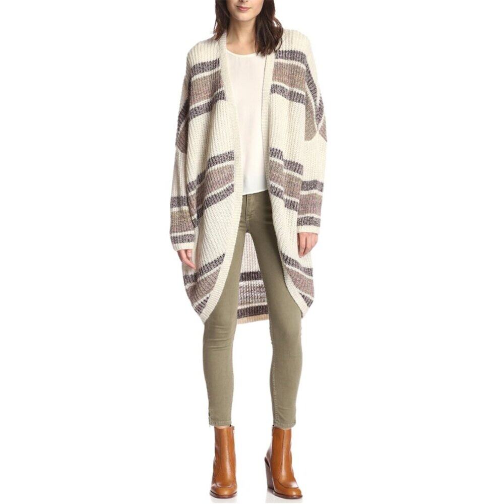 ByTimo Stripe Open-Front Longline Cocoon Cardigan
